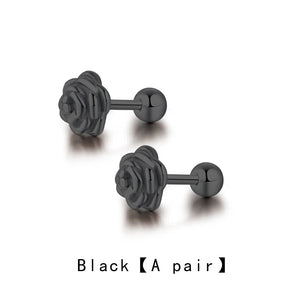 Stainless Steel Stud Hoop Earrings Set Gothic Cross Street Hip Hop Ear Jewelry