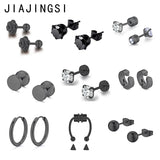 Stainless Steel Stud Hoop Earrings Set Gothic Cross Street Hip Hop Ear Jewelry