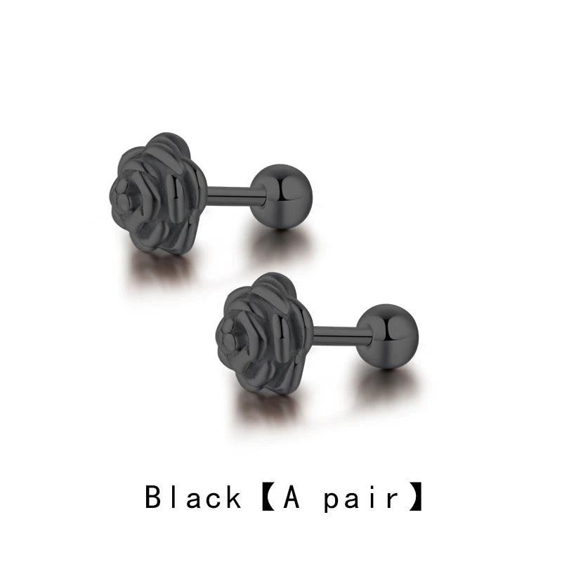 Stainless Steel Stud Hoop Earrings Set Gothic Cross Street Hip Hop Ear Jewelry