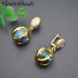 Bohemian Natural Agate Stone Nickel Earrings Wedding Jewelry