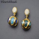 Bohemian Natural Agate Stone Nickel Earrings Wedding Jewelry