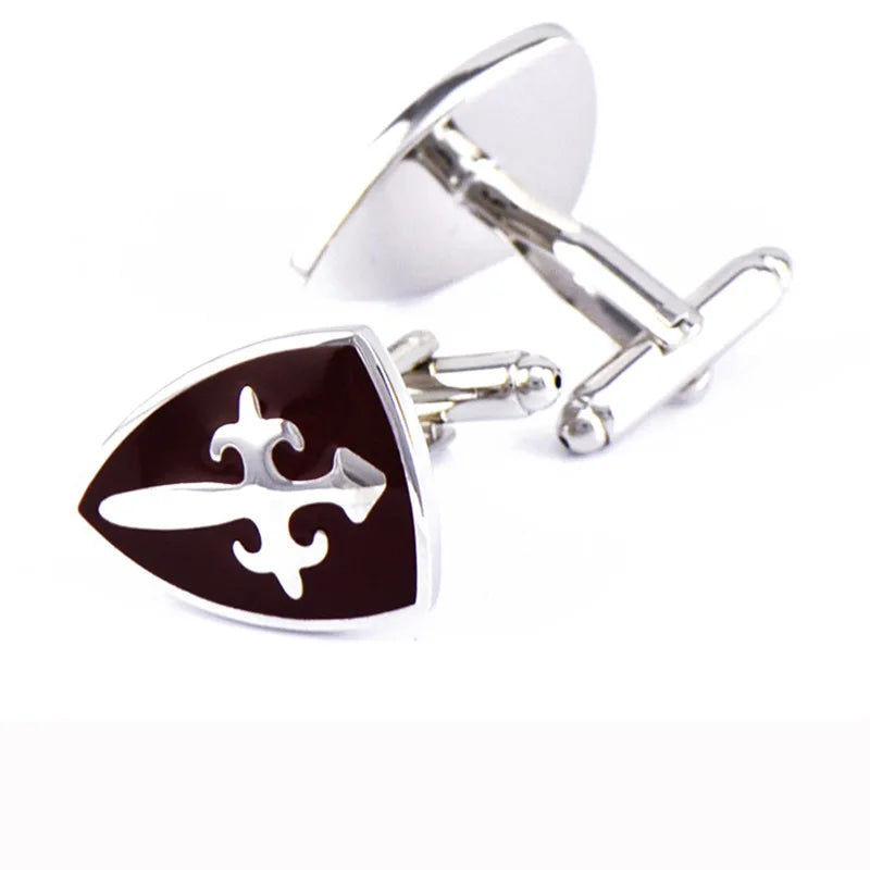 Cross Shield Cufflinks Men's Shirt Cuff links Buttons Jewelry Accessories