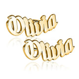 Old English Name Stud Earrings Stainless Steel Nameplate Piercing Gift