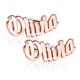Old English Name Stud Earrings Stainless Steel Nameplate Piercing Gift