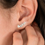 Old English Name Stud Earrings Stainless Steel Nameplate Piercing Gift