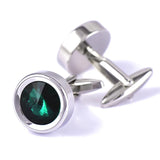 Dark Green Round Crystal Cufflinks Men's Shirt Accessories