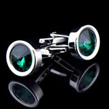 Dark Green Round Crystal Cufflinks Men's Shirt Accessories