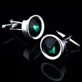 Dark Green Round Crystal Cufflinks Men's Shirt Accessories