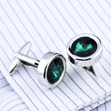 Dark Green Round Crystal Cufflinks Men's Shirt Accessories