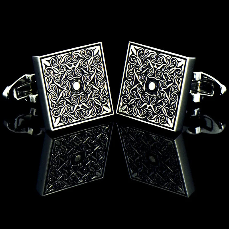 Retro Laser Pattern Sleeve Nails Men's Shirt Cufflinks Buttons
