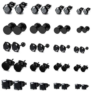 Stainless Steel Stud Earrings CZ Set Men Women Earring