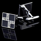 Paris Square Enamel Cufflinks Crystal With Rhinestone Cuff Links Men's