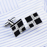 Paris Square Enamel Cufflinks Crystal With Rhinestone Cuff Links Men's