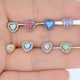 16G Heart Prong Tragus Cartilage Piercing Crystal Zircon Ear Studs