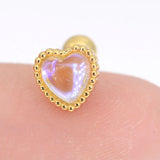 16G Heart Prong Tragus Cartilage Piercing Crystal Zircon Ear Studs