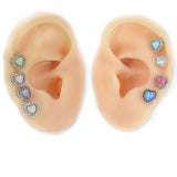 16G Heart Prong Tragus Cartilage Piercing Crystal Zircon Ear Studs