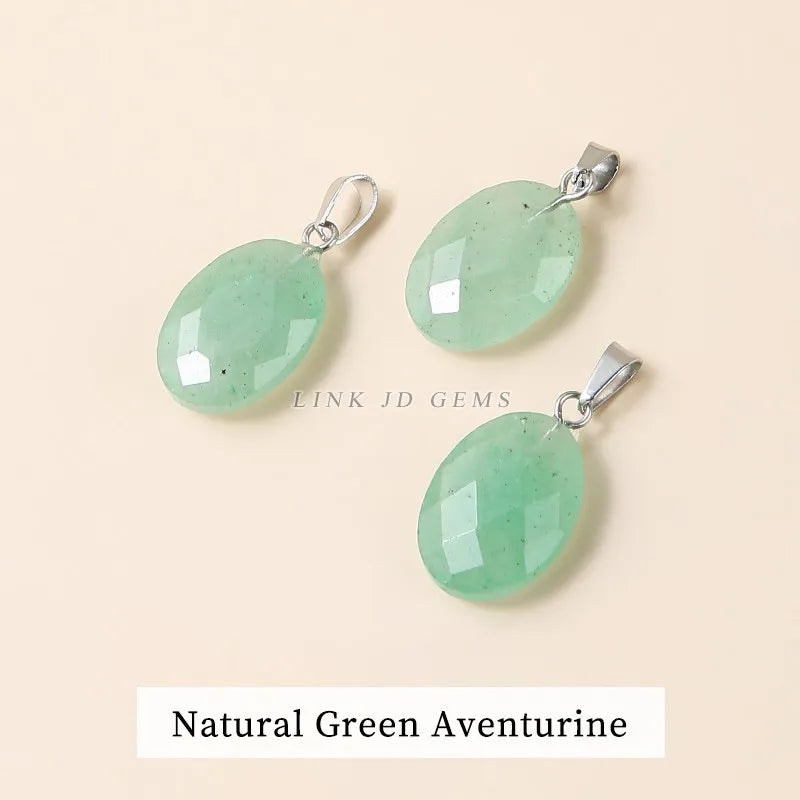 18*13mm Faceted Green Aventurine Yellow Tiger Eyes Pendant Charms