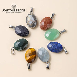 18*13mm Faceted Green Aventurine Yellow Tiger Eyes Pendant Charms