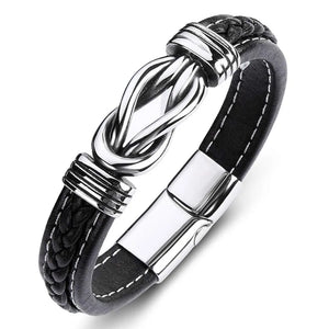Mother And Son Forever Linked Leather Bracelet for Men