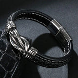 Mother And Son Forever Linked Leather Bracelet for Men