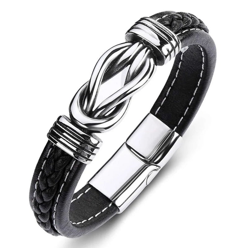 Mother And Son Forever Linked Leather Bracelet for Men