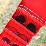 Foldable Leather Eyewear Holder Display Sunglasses Eyeglasses Organizer Case