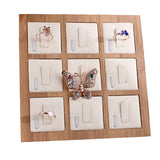 Bamboo 9 Grids PU Leather Rings Display Stand Black/White/Beige
