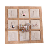 Bamboo 9 Grids PU Leather Rings Display Stand Black/White/Beige