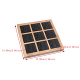 Bamboo 9 Grids PU Leather Rings Display Stand Black/White/Beige