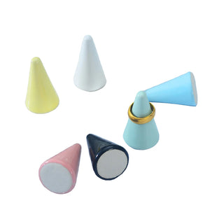 Ceramics Rings Jewelry Display Cone Stand Six Colors 2.8x2.8x4.5cm