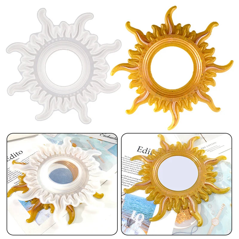 Sun Mirror Wall Decoration Mould DIY Resin Silicone Mold