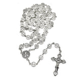 1 Pc Round Metal Bead Catholic Rosary Bead Cross Necklace