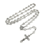 1 Pc Round Metal Bead Catholic Rosary Bead Cross Necklace