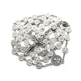 1 Pc Round Metal Bead Catholic Rosary Bead Cross Necklace