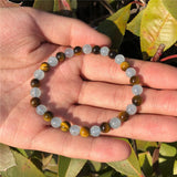 Natural Aquamarine Tiger Eye Bracelet 6mm Round Beads Crystal Quartz Healing
