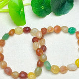 Fengbaowu Agate Bracelet Round Beads Crystal Reiki Healing Stone Jewelry Gift