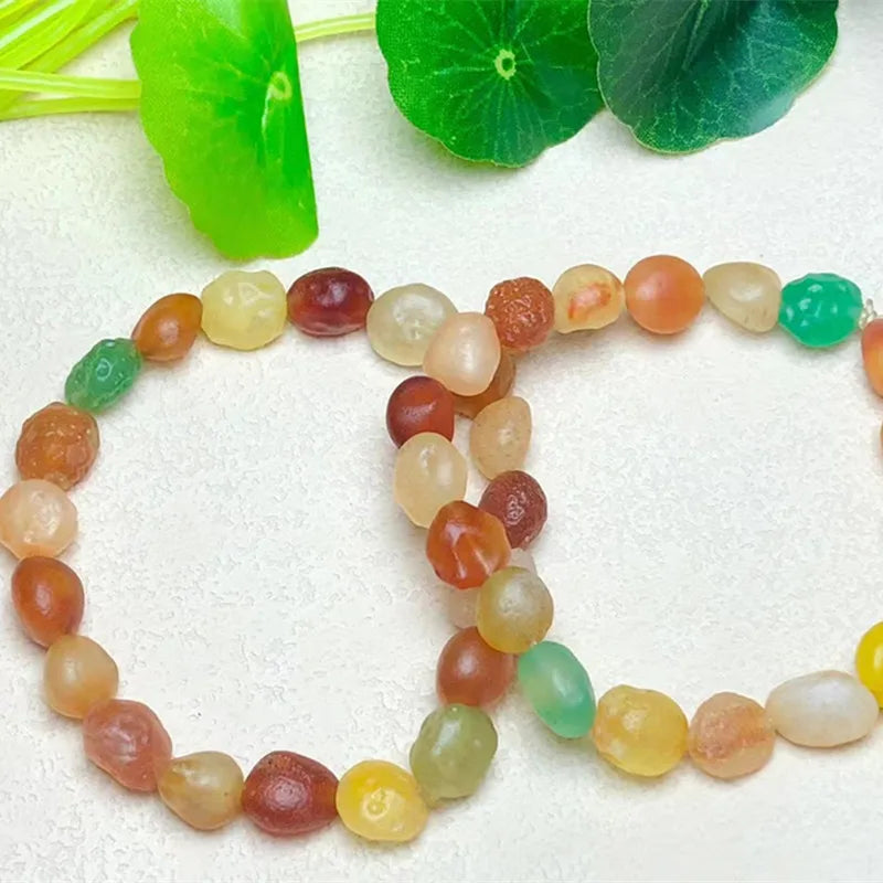 Fengbaowu Agate Bracelet Round Beads Crystal Reiki Healing Stone Jewelry Gift