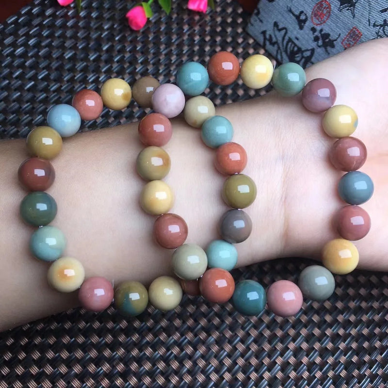 Alashan Agate Bracelet Round Beads Crystal Reiki Healing Stone Jewelry Gift