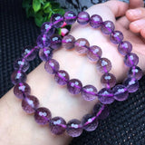 Natural Amethyst 128 Faceted Round Beads Bracelet Crystal Healing Stone