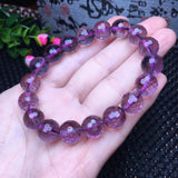 Natural Amethyst 128 Faceted Round Beads Bracelet Crystal Healing Stone