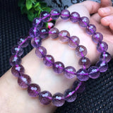 Natural Amethyst 128 Faceted Round Beads Bracelet Crystal Healing Stone