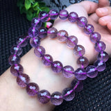 Natural Amethyst 128 Faceted Round Beads Bracelet Crystal Healing Stone