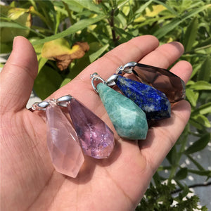 Natural Amethyst Amazonite Lapis Smoky Rose Quartz 925 Silver Pendent