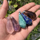 Natural Amethyst Amazonite Lapis Smoky Rose Quartz 925 Silver Pendent