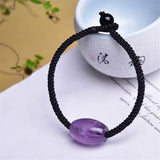 Fengbaowu Amethyst Barrel Bead Woven Bracelet Crystal Healing Stone Jewelry