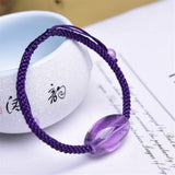 Fengbaowu Amethyst Barrel Bead Woven Bracelet Crystal Healing Stone Jewelry
