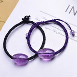 Fengbaowu Amethyst Barrel Bead Woven Bracelet Crystal Healing Stone Jewelry
