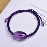 Fengbaowu Amethyst Barrel Bead Woven Bracelet Crystal Healing Stone Jewelry