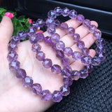 Fengbaowu Amethyst Bracelet Faceted Diamond Bead Crystal Reiki Healing Stone