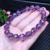 Fengbaowu Amethyst Bracelet Faceted Diamond Bead Crystal Reiki Healing Stone